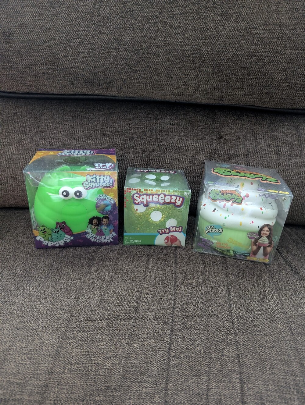 Squeezy Green Dice, Kitty Squeeze & Squeeeze Sweetz Scented cupcake
